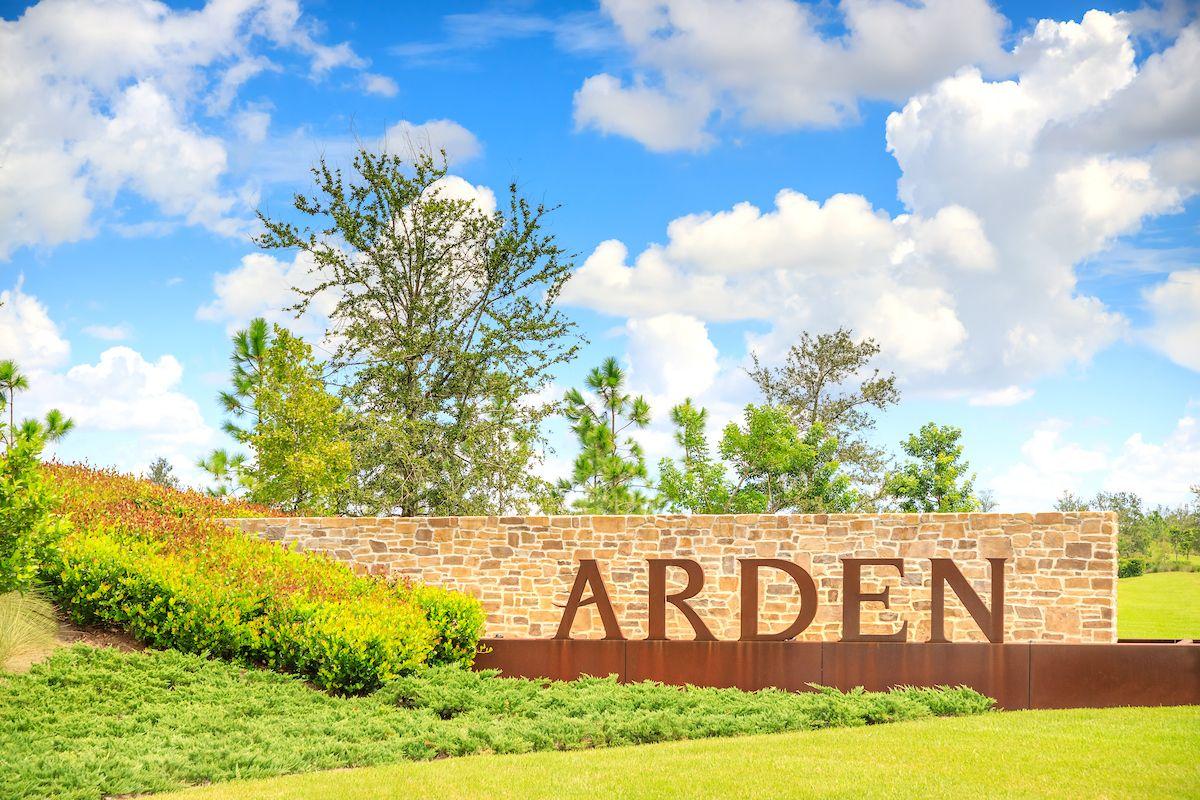 Arden community entrance with lush Florida landscaping