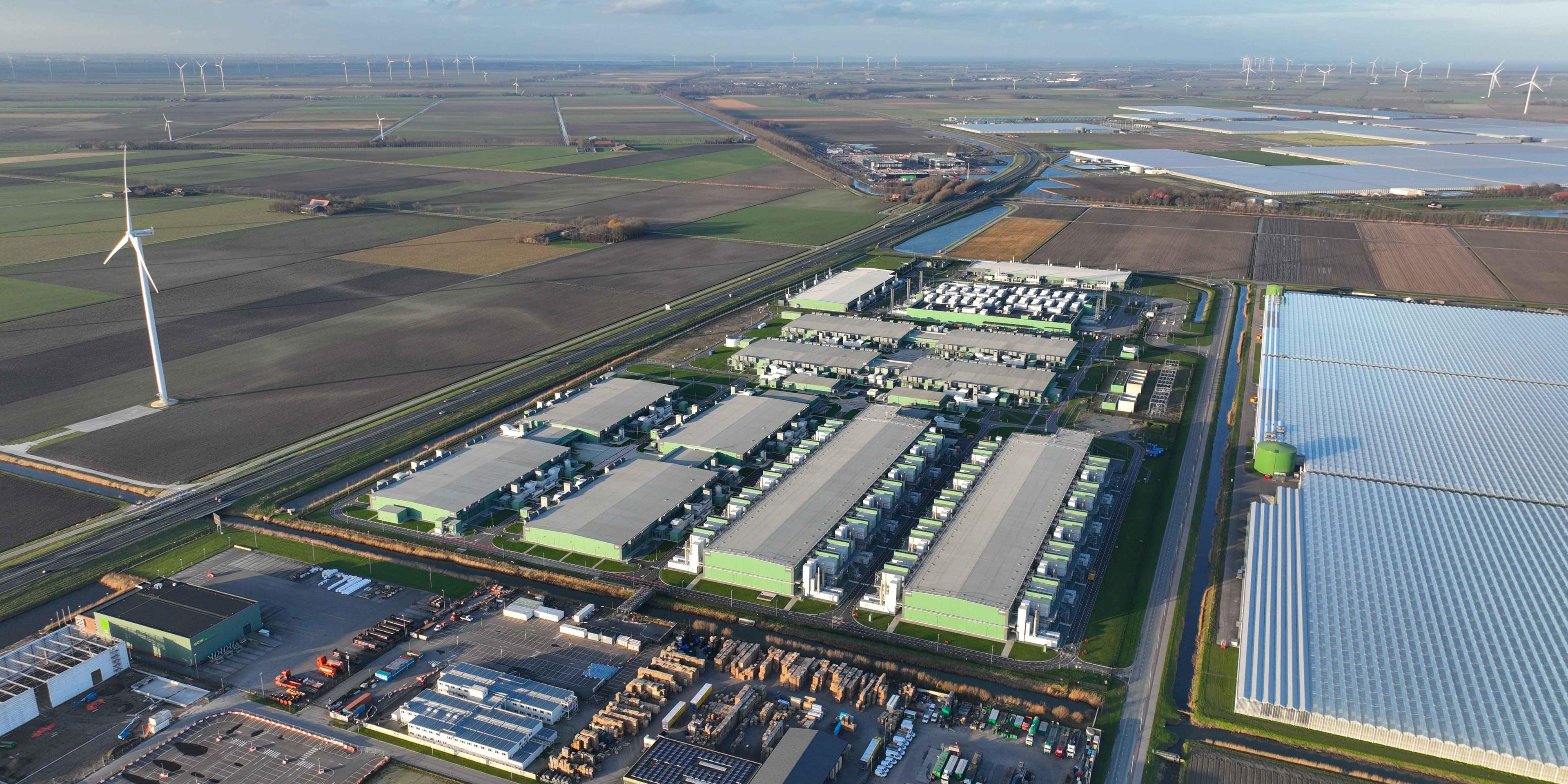 Rural landscape with data center facilities